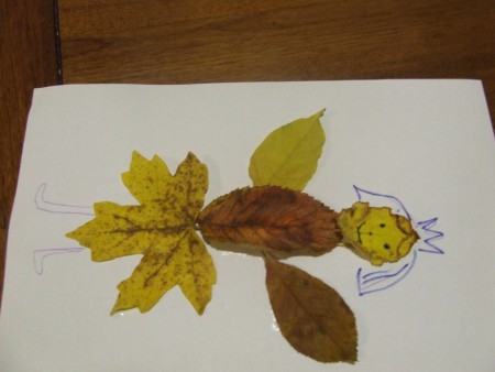 jesenné listy a lepidlo